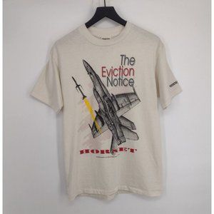 VTG F/A-18 Hornet Fighter Jet Plane Eviction Notice Oneita Cream T-Shirt Men M